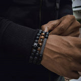 MJ167 - Beaded Two Toned Men's Fashion Bracelet