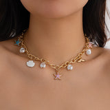 N2590 - Seashell Star Pendant Necklace