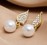 XE170 - Pearl Droplet Angel Wing Earrings
