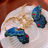 E1644 - Diamond-encrusted Butterfly Earrings
