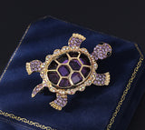 XSB187 - Gemstone Turtle Brooch