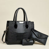 H1868 - Luxury Black 3pc Handbag Set