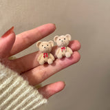 E1338 - Plush bear earrings