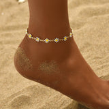AK169 - Simple oil drop alloy flower anklet