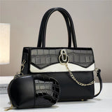 H1781 - Retro Crocodile Pattern 2pc Handbag Set