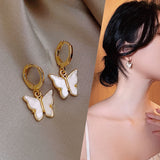 XE052 - White Butterfly Earrings