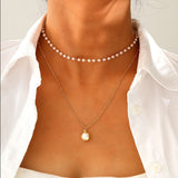 XN081 - Layered Droplet Pearl Necklace