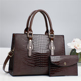 H1828 - Vintage Crocodile Pattern Fashion Handbag Set