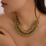 N2621 - Vintage Golden Pearl Layered Necklace