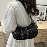 CL1581 - Retro Lace Up Bow Messenger Bag