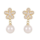 XE222 - Floral Drop Pearl Earrings