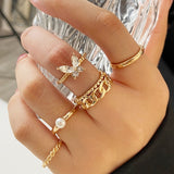 XR002 - Crystal Butterfly Fashion Ring Set