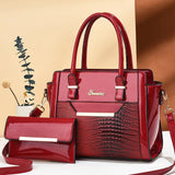 H1865 - Premium Red 2pc Elegant Handbag Set