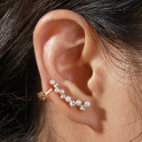 E1558 - Diamond Pearl Ear Bone Clip Earrings
