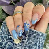 NA005 - French Blue Gradient Glam Nails