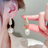 XE182 - Elegant Drop Pearl Long Earrings