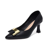 SH458 - Apricot Metal Buckle Pumps Women's Shoes