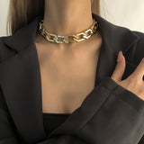 N2616 - Thick Gold Collar Necklace