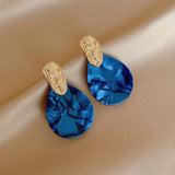 E1636 - Vintage acrylic pleated water drop earrings