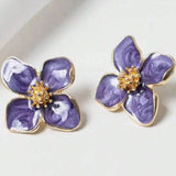 XE150 - Korean Floral Crystal Earrings
