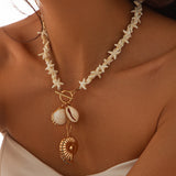 N2612 - Seashell Bech Pearl Necklace