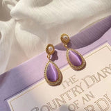 XE181 - Purple Drop Gemstone Earrings