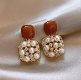 XE178 - Red Gemstone Drop Earrings