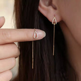 E1594 - Oval Shaped Drop Long Earrings