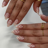 NA025 - Simple White Polka Dot Glam Nails