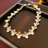 N2654 - Golden Floral Pendant Necklace