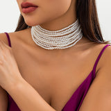 N2596 - Elegant Stacked Pearl Necklace
