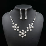SET624 - Diamond Sunflower Pearl Necklace Set