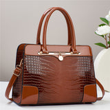 H1825 - Crocodile Print Textured Fashion Handbag