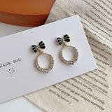E1474 - Black Bowknot Earrings