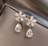 XE157 - Crystal Floral Drop Earrings