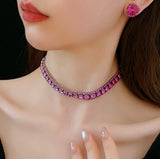 N2626 - Elegant Purple Gemstone Necklace Set