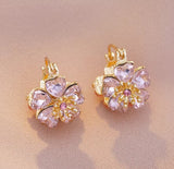 XE244 - Opal Crystal Flower Earrings