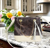 LKH080 - Embossed Print Tassel Bag