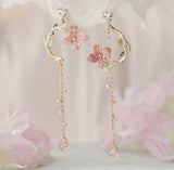 E1553 - Elegant Floral Tassel Drop Earrings